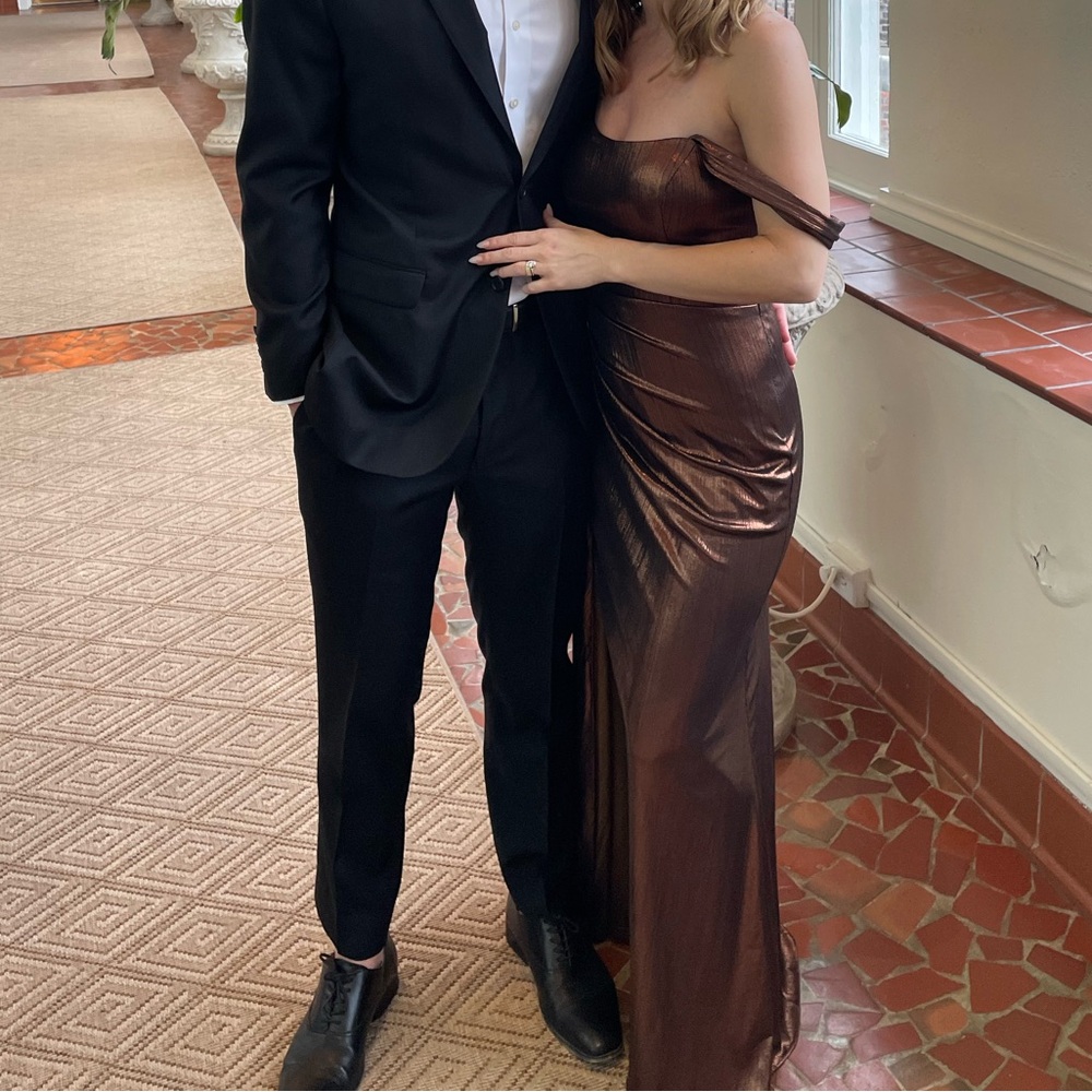 Brown Metallic Evening Dress